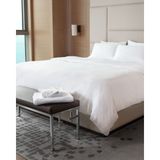 Madame Coco Sibyla King Size Saten Çizgili Nevresim - Otel Koleksiyon - Beyaz - 240 x 220 cm