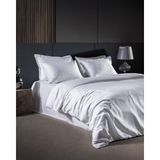 Madame Coco Thalie Family Size %100 Pamuk Çizgili - 300TC Saten Çarşaflı Nevresim Takımı - Beyaz - 160 x 220 cm