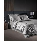 Madame Coco Thalie Family Size %100 Pamuk Çizgili - 300TC Saten Çarşaflı Nevresim Takımı - Gri - 160 x 220 cm