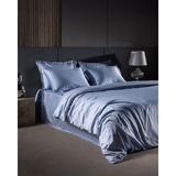 Madame Coco Thalie King Size %100 Pamuk Çizgili 300 Tc Saten Çarşaflı Nevresim Takımı - Mavi - 240 x 220 cm
