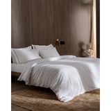 Madame Coco Tina Çift Kişilik Linen Look Yıkamalı %100 Pamuk Çarşaflı Nevresim Takımı - Beyaz/Bej - 200 x 220 cm