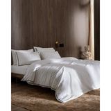 Madame Coco Tina Çift Kişilik Linen Look Yıkamalı %100 Pamuk Çarşaflı Nevresim Takımı - Beyaz/Lacivert - 200 x 220 cm