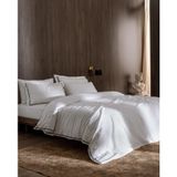 Madame Coco Tina Çift Kişilik Linen Look Yıkamalı%100 Pamuk Nevresim Takımı - Beyaz/Lacivert Beyaz/Lacivert