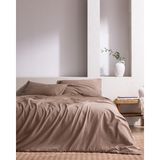 Madame Coco Tracey Çift Kişilik %100 Pamuk Pileli Linen Look Yıkamalı Çarşaflı Nevresim Takımı - Vizon - 200 x 220 cm