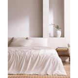 Madame Coco Tracey Tek Kişilik %100 Pamuk Pileli Linen Look Yıkamalı Çarşaflı Nevresim Takımı - Beyaz - 160 x 220 cm
