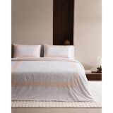 Madame Coco Valette King Size %100 Pamuk Çarşaflı Çarşaflı Nevresim Takımı - Beyaz/Pudra - 240 x 220 cm