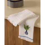 Madame Coco Vase Mutfak Havlu Seti - Beyaz/mavi - Beyaz - Mavi