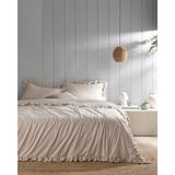 Madame Coco Verona Tek Kişilik Fırfırlı Ipliği Boyalı Nevresim Takımı - Beyaz/bej - 160 x 220 cm