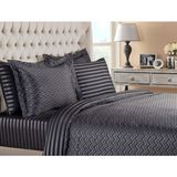 Madame Coco Wissale King Size Pamuklu Jakarlı Saten Çarşaflı Nevresim Takımı - Antrasit - 240 x 220 cm