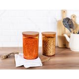 Madame Coco Yuviera Ahşap Kapaklı Amber 1500 ML 2'li Saklama Kabı