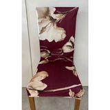 Madame Deco Dijital Baskılı Likralı Sandalye Kılıfı - 34 x 48 cm - Bordo - Beyaz