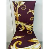 Madame Deco Dijital Baskılı Likralı Sandalye Kılıfı - 34 x 48 cm - Sarı - Bordo