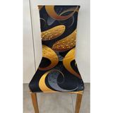 Madame Deco Dijital Baskılı Likralı Sandalye Kılıfı - 34 x 48 cm - Siyah - Çok Renkli