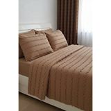 Madame Dower Wave İskandinav Sütlü Kahve Yatak Örtüsü Seti 260x250 Cm + 4 Yastık Kılıfı Kahverengi