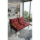 Madame Home Bordo -Balkon, Bahçe, Cafe Metal Kanepe Koltuk Takımı 2'Li Bordo