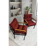Madame Home Bordo Balkon, Bahçe,Teras,Cafe - Salon - Metal Kanepe Koltuk Takımı 1-1 Bordo