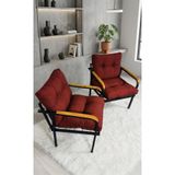 Madame Home Bordo Balkon, Bahçe,Teras,Cafe - Salon - Metal Kanepe Koltuk Takımı 1-1