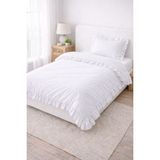 Madame Home Çift Kişilik Fırfırlı Nevresim Takımı Pamuklu Kumaş Şık Yatak Odası Takımı - Beyaz - 160 x 215 cm