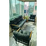 Madame Home Defne Balkon, Bahçe, Cafe - Metal Kanepe Koltuk Takımı - 3+1+1 Antrasit