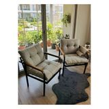 Madame Home Gri Balkon, Bahçe,Teras,Cafe - Salon - Metal Kanepe Koltuk Takımı 1-1 Açık Gri