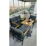 Madame Home Kadife Balkon, Bahçe,teras,cafe - Salon - Metal Kanepe Koltuk Takımı - 2+1+1 + Masa Antrasit