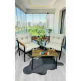 Madame Home Krem Balkon, Bahçe, Cafe Metal Kanepe Koltuk Takımı 2 Tekli + Sehpa Krem