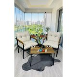 Madame Home Krem Balkon, Bahçe, Cafe Metal Kanepe Koltuk Takımı 2 Tekli + Sehpa