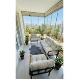 Madame Home Krem Balkon, Bahçe, Cafe - Metal Kanepe Koltuk Takımı - 3+1+1