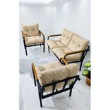 Madame Home Krem Balkon, Bahçe,Teras,Cafe - Salon - Metal Kanepe Koltuk Takımı Çay Seti 2+1+1 Krem