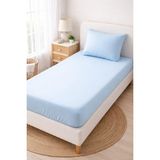 Madame Home Ranforce Lastikli Çarşaf Takımı Tek Kişilik %100 Pamuk 30 cm Derinlik - Mavi - Bebe Mavisi - 90*190