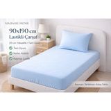 Madame Home Tek Kişilik Lastikli Çarşaf Takımı 90X190 cm Pamuklu Kumaş 1 Adet Yastık Kılıfı Köşe Derinlik 20CM - Mavi - Bebe Mavisi - 90*190