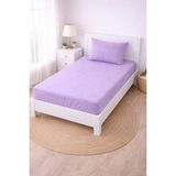 Madame Home Tek Kişilik Lastikli Çarşaf Takımı 90X190 cm Pamuklu Kumaş 1 Adet Yastık Kılıfı Köşe Derinlik 20CM - Mor - 90*190