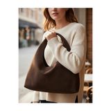Madame Kahverengi Süet Kadın Shopper Omuz Çantası – Yumuşak Form Vintage Model