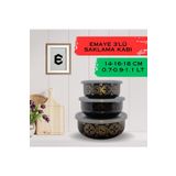 Madame Kitchen Lüx Emaye 3 Boy Saklama Kabı, Hava Sızdırmaz Emaye Saklama Kabı Organizer