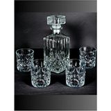 Madame Luda 5 Parça Viski Bardağı-Karaf Şişe Takımı(4 Adet 340 Ml.viski BARDAĞI+750 Ml.viski-Votka-Şarap Karafı) - Beyaz - 750 - 1000 ml