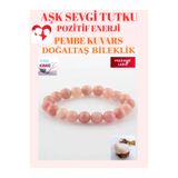MADAME LUDA Doğal Taş Pembe Kuvars (AŞK-SEVGİ-HUZUR-TUTKU-POZİTİF ENERJİ) Bilekliği.