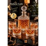MADAME LUDA Üst Kalite / 5 Parça Karaf Sürahi & Bardak Seti-Takımı / Kristal Desenli Cam ( 1 ADET KARAF + 4 ADET BARDAK )