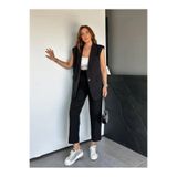 MADAME MELEK Zr Model Marka Vatkalı Yelek Pantolon Takım - Havuç Pantolon Uzun Yelek Düz Renk Takım