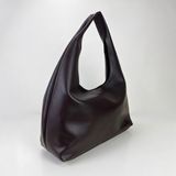 Madame Minimalist | Deri Görünümlü | Hobo Omuz Çantası - Kahve