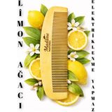 Madame Naturel %100 Doğal Ahşap Tarak ( Dar Dişli)(Limon Ağacı)( Elektriklenme Yapmaz)