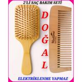 Madame Naturel 2'li %100 Doğal Bambu Tarak ve Ahşap Tarak Seti