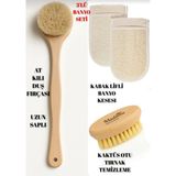 Madame Naturel 3`lü Banyo Seti (At Kılı Sırt Fırçası+Kaktüs Otu Tırnak Temizleme+ Kabak Lifi Eldiven Lif)