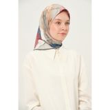 Madame Polo Desenli Rayon Eşarp Kayma Yapmayan 90x90 Cm Çivit