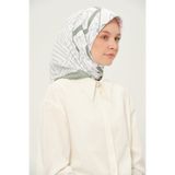 Madame Polo Desenli Twil Eşarp 90x90 Cm Kayma Yapmayan Kumaş Çağla