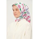 Madame Polo Desenli Twil Eşarp 90x90 Cm Kayma Yapmayan Kumaş Mercan