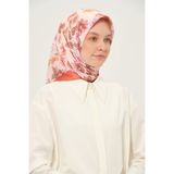 Madame Polo Desenli Twil Eşarp 90x90 Cm Kayma Yapmayan Kumaş Sıcak Pembe