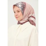 Madame Polo Desenli Twil Eşarp Kaymaz Kırışmayan Kumaş Pembe