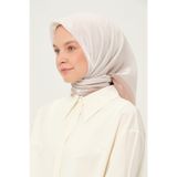 Madame Polo Kehribar Kare Eşarp 90x90 Cm Kayma Yapmayan Kumaş Ekru