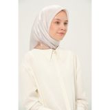 Madame Polo Kehribar Kare Eşarp 90x90 Cm Kayma Yapmayan Kumaş Kırık Beyaz
