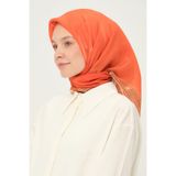 Madame Polo Kehribar Kare Eşarp Turuncu 90x90 Cm Kayma Yapmayan Kumaş